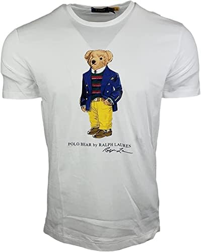 Мъжки t-shirt Polo Ralph Lauren Класически Намаляване с образа на Мечка и кръгло деколте