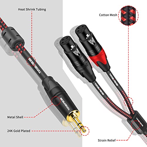 TIMEYES 3,5 мм 1/8 инча към XLR Микрофонному АудиоУ-образному кабел - 1/8 3,5 мм от щепсела до двоен XLR-контакт Свързващ кабел - 3.5мм към 2 x XLR 3-Пинов Кабел-адаптер за асиметричен ?