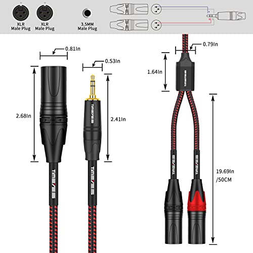 TIMEYES 3,5 мм 1/8 инча за XLR Аудио Y-образен кабел - 1/8 3,5 мм Жак за две разъемовXLR-3,5 мм 2 x XLR 3-Пинов