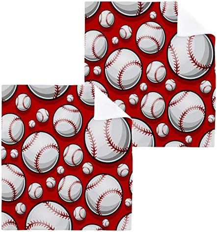 Червена Бейзболна Гъба 12x12 инча, Комплект от 6 Опаковки Впитывающего Futon Кърпи, Квадратни Кухненски Кърпи За Миене на Съдове,