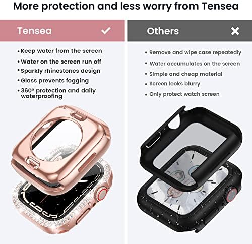 Tensea 2 в 1 за Водоустойчиви Защитни своята практика Apple Watch за екрана SE 2022 и аксесоари 6 5 4 40 мм, iWatch, Защитен