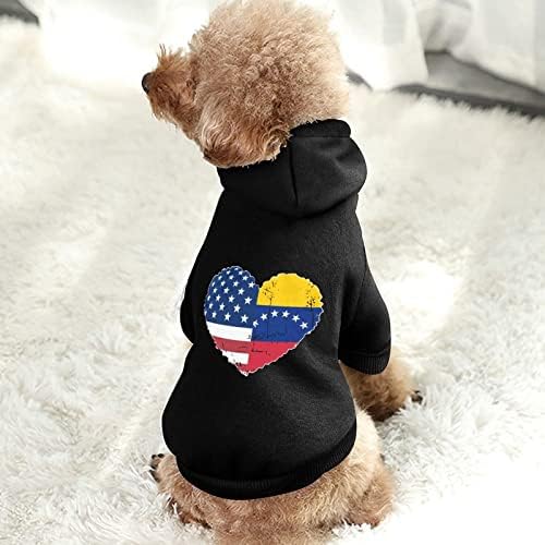 Венецуела Флаг на САЩ Сърцето Качулки за Кучета Дрехи за Домашни Любимци с Шапка Пуловер Hoody с Качулка Забавен
