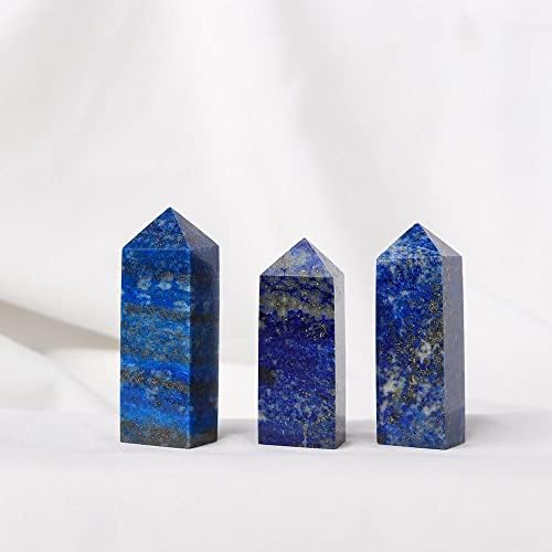 Runyangshi Натурални Лечебни Кристали, Лазурит Тетраедър Пръчки 1-1,4 грама Одноточечная Кристален Кула 4 Инкрустирани Камъни