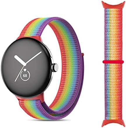 Еластичен найлонов ремък за часа Fourmo - Регулируема дишаща гривна спортни Плетене, съвместим с Google Pixel Watch, за