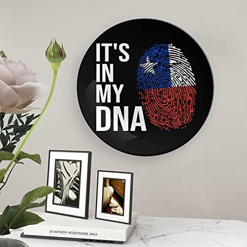 Това е в Моята ДНК Знаме на Чили Керамични Декоративни Чинии от Костен Порцелан с Висящи Украшения на Стойка