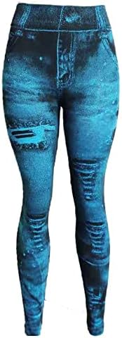 гамаши lcepcy Гамаши с джинсовым принтом Женски Гамаши изработени от Деним Тъмно синьо, Гамаши изработени от Деним Тъмен Цвят