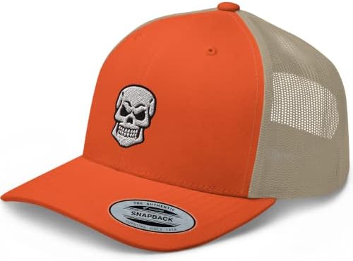 Бейзболна шапка с бродерия на формата на Черепа на шофьор на камион RIVEMUG |Mesh Задната Регулируема бейзболна шапка възстановяване