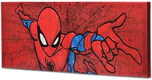 Отворени Пътни Марки Marvel Spiderman Web-Галерия, Увити Платно Стенен Декор - Голям, Странично оттичане, фланец Спайдърмен
