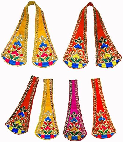 Комплект от 4 декоративни салфетки за пуджа Пуджа Чунар Дупатта (Размер:- 14 инча x 2 инча) Обекти за пуджа, елементи за