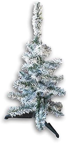 Миниатюрна Изкуствена Снежна Матово Зелена Коледна елха с Конструктивна Стойка - 15 Инча