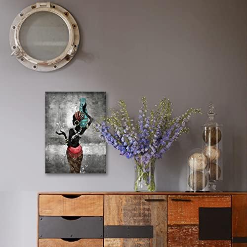 Африканска Дама Стенни Художествени Картини Комплект За Баня /12 Wx16H Стенен Декор с Принтом върху Платно / Женска Фигурка
