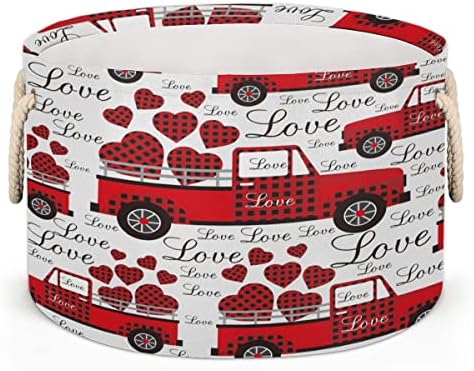Love Truck във формата На сърце, свети валентин, Големи Кръгли кошници за съхранение, Кошница за дрехи с дръжки,