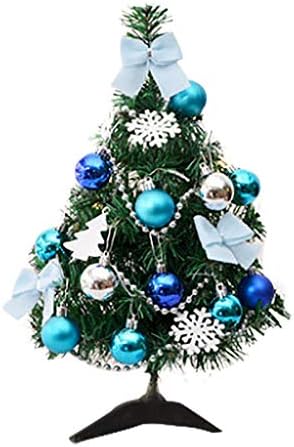 Фенлео Изкуствена Настолен Мини Коледно Дърво За Декорация Фестивал Миниатюрна Елха Син
