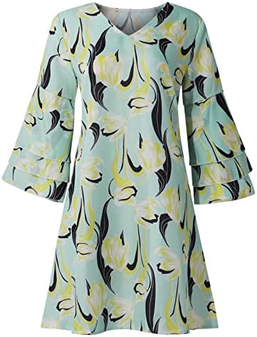 NOKMOPO Midi-Поли за жени, Женско Модно Темпераментное Елегантна Мини рокля с V-образно деколте и ръкави