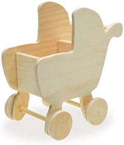 Детска Количка, Миниатюрна Дървена количка за детската душа, занаяти и DIY - 4 инча височина