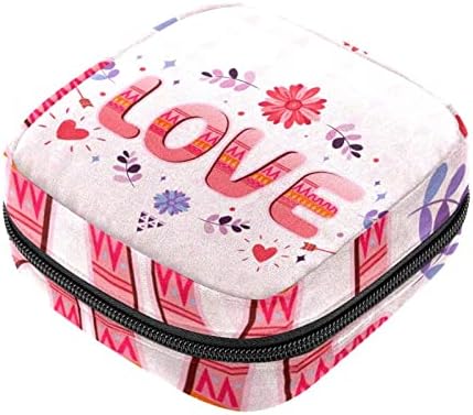 Чанта За съхранение на Хигиенни Кърпички с Шарени Розово Цвете във формата на Сърце, Чанта за Менструални
