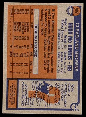 1976 Topps 407 Хю Маккиннис Cleveland Browns-FB (Футболна карта) в Ню Йорк Browns-FB Аризона Св.