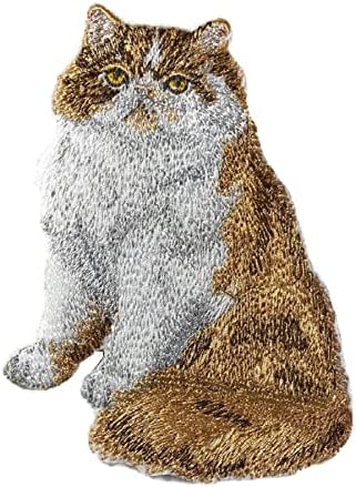 Невероятни портрети на котки на поръчка [Червено-бели персийски котки], Бродирани желязо нашивке [4,5 х 4] Произведено в САЩ]