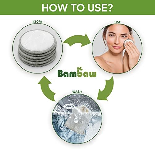 За многократна употреба тампони за отстраняване на грим Bambaw | 22 Многократно Памучни кръг, 2 пакета за измиване
