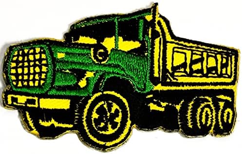 Kleenplus Камион Бродирана Iron Пришивной Кръпка Мода Изкуство Жълто Зелен Тежък Камион Самосвал Мультяшная Стикер Ленти за