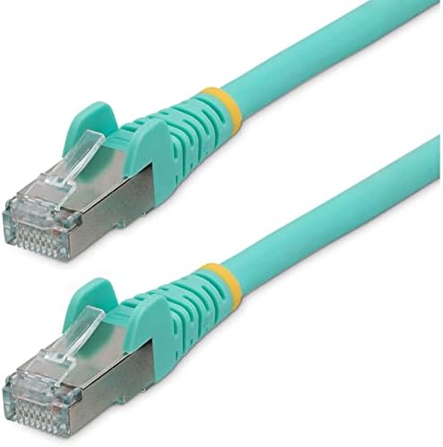 StarTech.com Ethernet Кабел 25ftCAT6a - С ниско съдържание на дим и без халогени (ХАЛОГЕННИ) - Мрежов пач кабел Aqua 10 Gigabit 500MHz 100W PoE RJ-45 S/FTP без довършителни без напрежение (NLAQ-25Е-основа