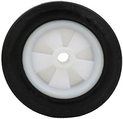 X-DREE 5-инчов каучук одинарное колело с диаметър 12,5 мм сверлит дупки Във видеото колелцето колички, черно, бяло