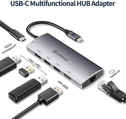 С един карам M. 2 и многопортовым адаптер-възел USB C, ANKMAX UC31M2 + P631HG, с 4K, HDMI, Ethernet порт 1 Gbit/s,