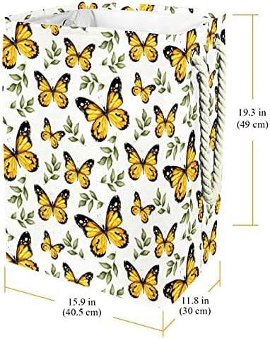 Кошница за дрехи с дръжки Жълта пеперуда, Голяма Сгъваема Кошница За съхранение, Детска Стая, Органайзер за дома, Съхранение
