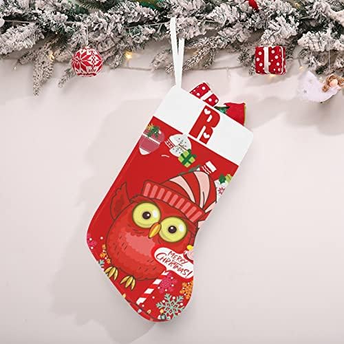 Коледни Чорапи с монограм на Дядо Бухал с Буквата R и Сърце с Размер 18 инча Червено и Бяло