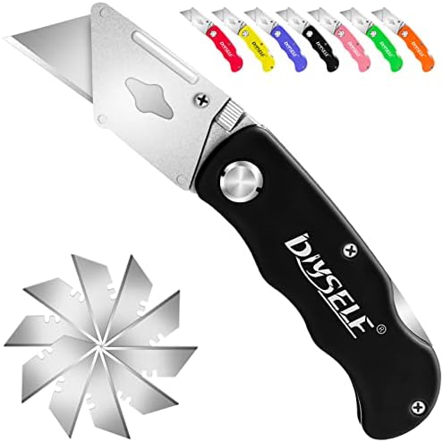 DYISELF 1 Опаковка, Сгъваем нож за рязане на кутии, лек нож-самобръсначка за рязане на кутии и 10 бр. ножове SK5, Остър Нож