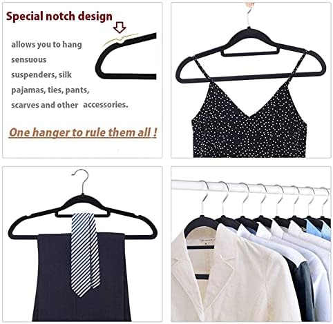Закачалки с флокированным модел LSKJFF, Нескользящие Закачалки за костюмной дрехи, Кадифе /Многоцветни възможности - за гардероб