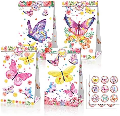 NA 12 БР Хартиени Подаръчни Пакети за парти с пеперуди, Опаковки за шоколадови бонбони за партита с пеперуди, Хартиени