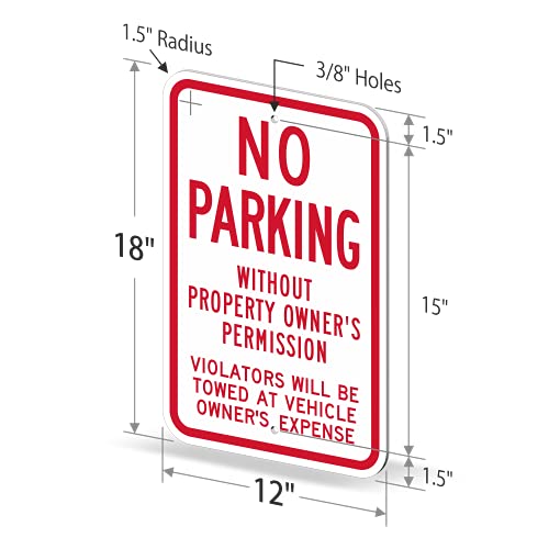 SmartSign 18 x 12 см Паркинг е забранено без разрешение от собственика - Нарушителите ще бъдат теглени Метален