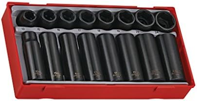 Комплект ударни експлоатирани гнезда Teng Tools от 16 части с каросерия тип 1/2 с 6 точки, Обикновен и дълбоко ANSI - TT9116, Сребрист