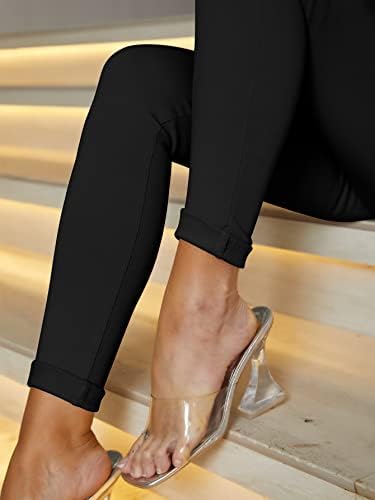 Дамски панталони AIUKE с висока талия, Наклонена джоб, Панталони с термо подплата, Дамски панталони (Цвят: черен, размер: Малък)