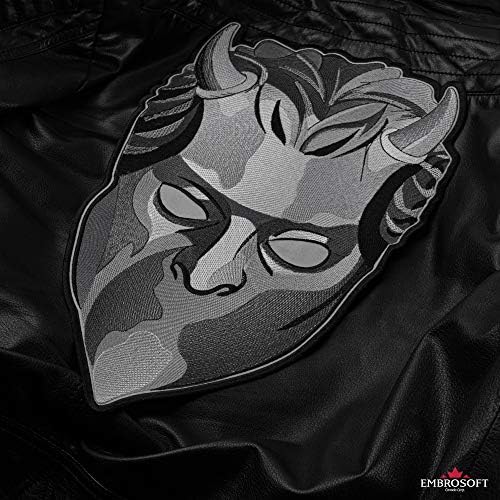 Бродирана нашивка Embrosoft Светия Band Безименен Гюл Сива маска – Опаковка от 1 емблеми с бродерия в стила на хеви–Метъл