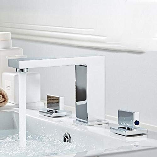 Смесители за мивки за баня от хром месинг с 3 дупки, Независимо управление на топла и студена вода, Двойна дръжка, Разъемный Смесител за мивка-B (Цвят: B)