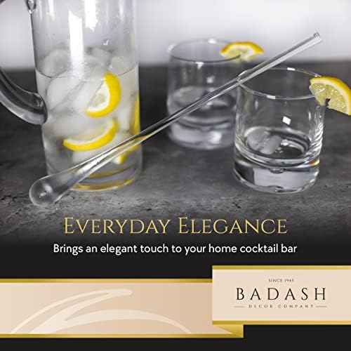 Стъклена мешалка за коктейли Badash - 12-инчов стъклена пръчка за разбъркване, выдуваемая без съдържание на олово, с дълъг уста - Лъжица за барного шейкър - мешалка за ко?