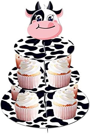 Поставка за кифли с шарени крави в стопанството, 3-Ярусная Поставка за торта с шарени крави, Аксесоари за Партита, Кръгла