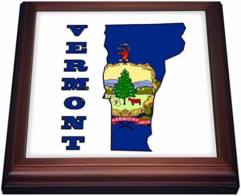 3. Начертайте Флаг на щата Върмонт Оформяне на картата и писма За Влакчета за щата Върмонт, с Керамични плочки, 8 x 8 инча, Натурална