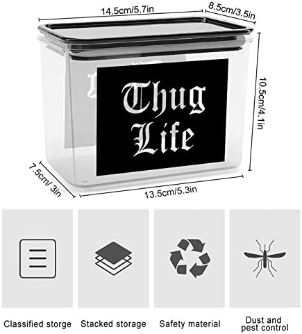 Кутия За Съхранение на Thug Life Пластмасов Контейнер-Органайзер за Хранителни Продукти, Съдове с Капак за Кухни