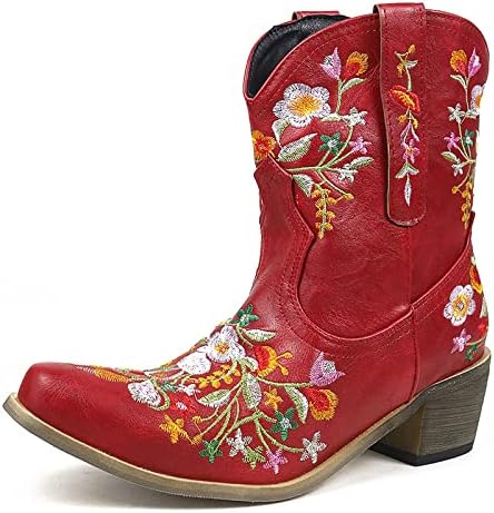 HINDOLA /Дамски Обувки в западен стил С широка бродерия на Хайвер, Каубойски Ботильоны с Остри пръсти, За