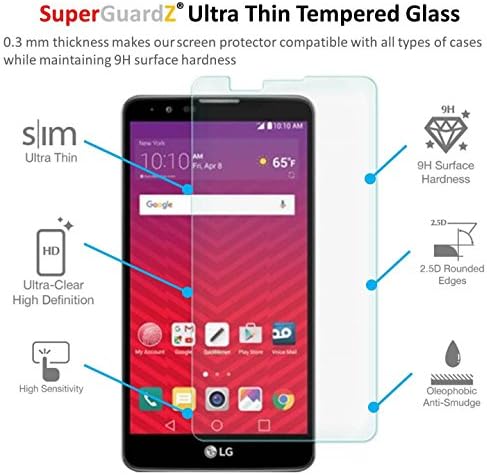 За LG Stylo 2 - Защитно фолио, изработени от закалено стъкло SuperGuardZ [Доживотна подмяна], 9H, 0,3 мм и 2,5 D С Кръгла