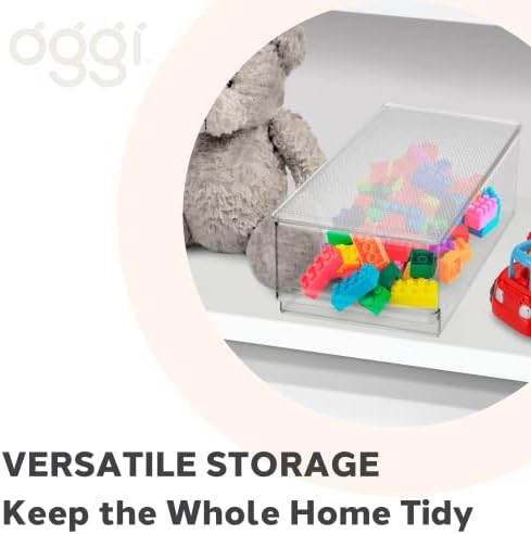 OGGI Прозрачен штабелируемый контейнер за съхранение с капак - идеален за кухня, килер, тоалетна, баня, спални,