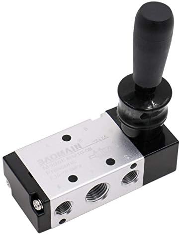 Пневматичен електромагнитен клапан Baomain с ръчно управление с push-pull 4H210-08 PT 1/4 5-бягане 2-позиционен пневматичен клапан с ръчно рычажным на горивото с арматура