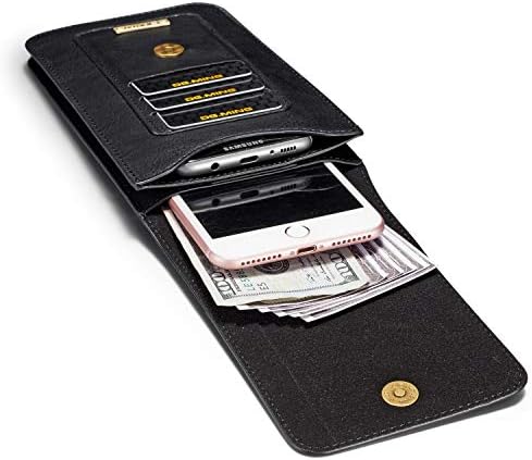 Чанта-кобур за носене, чанта-кобур от естествена кожа, съвместим с iPhone SE 2020 X XR XS 11 6 7 8, който е съвместим с Samsung S8, S9, s10e, A10e, A20e, една чанта-портфейл на колана си с клипс +