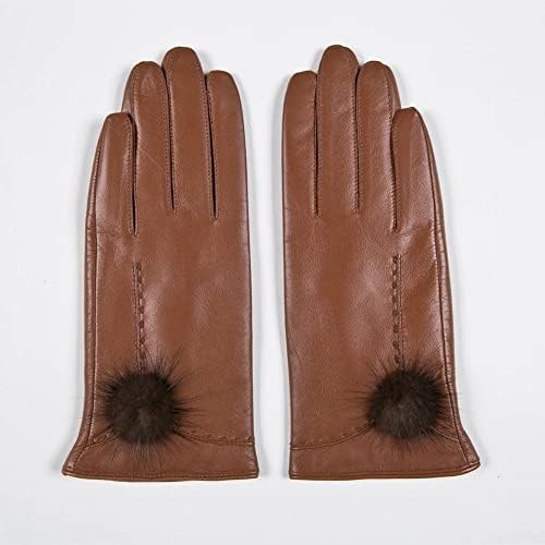 Зимни Кожени ръкавици LEIGE, Дамски Ръкавици с подплата, Топли ръкавици (Цвят: D, Размер: Код M)