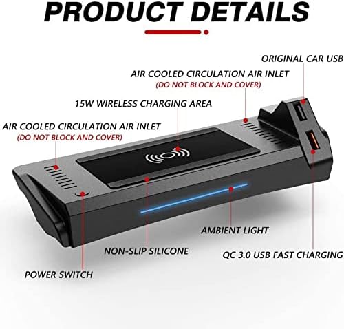Автомобилното Безжично Зарядно устройство за Audi A4 RS4 RS5 2019-2021/A5 2020 2021/S4 S5 2021 Аксессуарная Панел на Централната конзола с USB порт QC3.0 15 W Бърза Безжична Индукционная зар