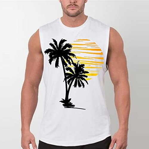 Плажната Майк Мъжки Хавайска Риза Без Ръкави, С Палма