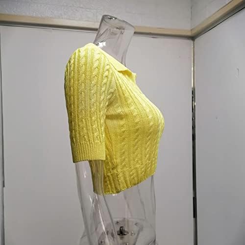 Дамски Секси Пуловери, Летен Топ, Обикновена Възли Вълнени Блузи с V-образно деколте и Къс ръкав, Къси Празнични